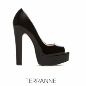 JustFab Terrance Black peep toe platform heel